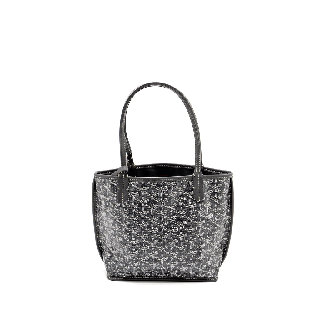 GOYARD MINI ANJOU TOTE BAG GOYARDINE CANVAS/CALFSKIN GREY SHW