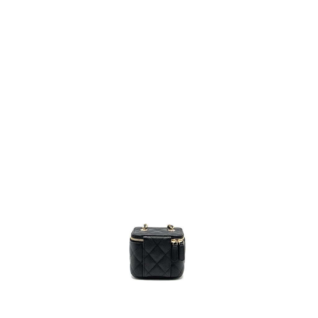 CHANEL 23C MINI VANITY CASE WITH CHAIN CAVIAR BLACK LGHW (MICROCHIP)
