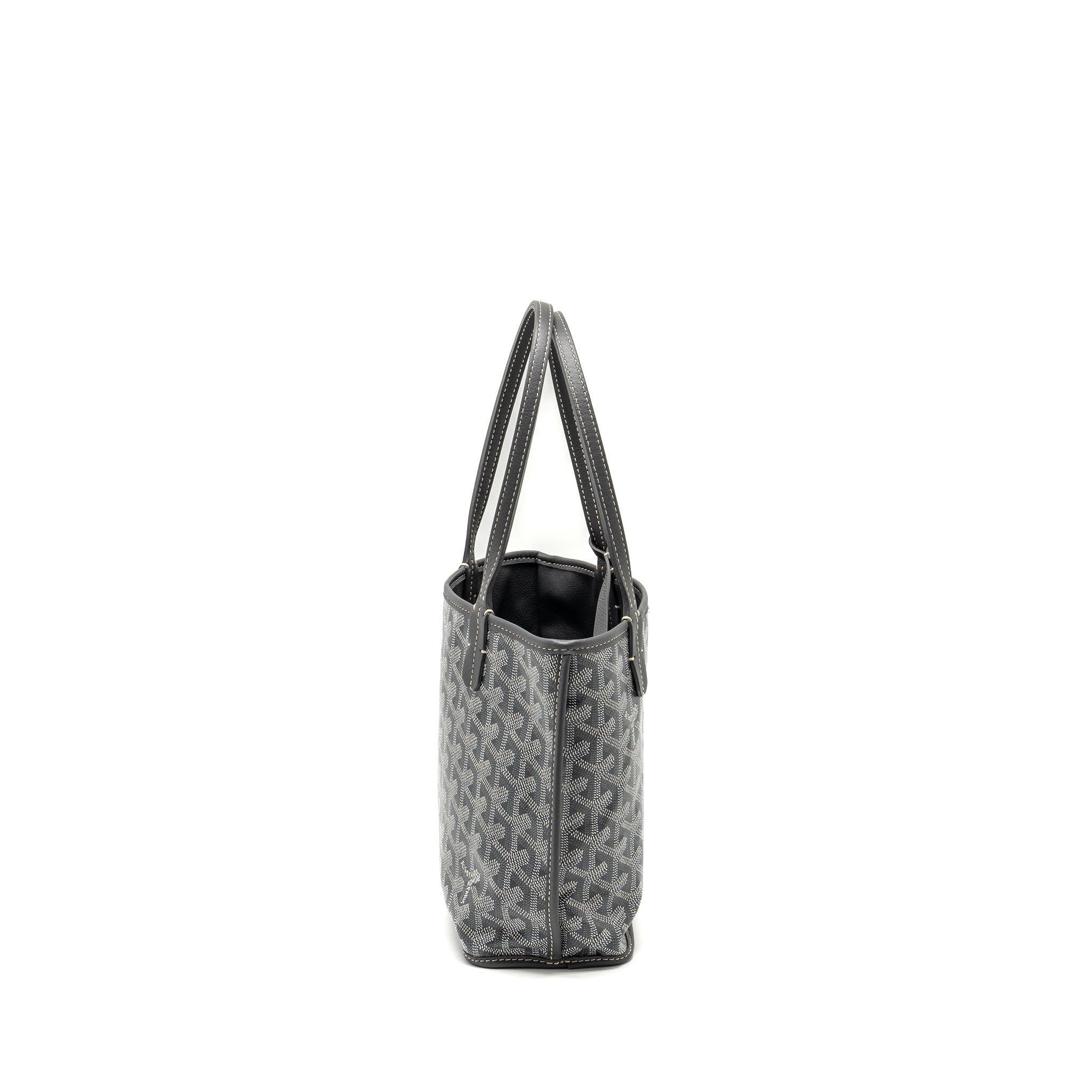 GOYARD MINI ANJOU TOTE BAG GOYARDINE CANVAS/CALFSKIN GREY SHW