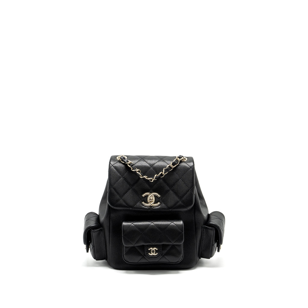 CHANEL TRIPLE POCKET BACKPACK CAVIAR BLACK LGHW (MICROCHIP)