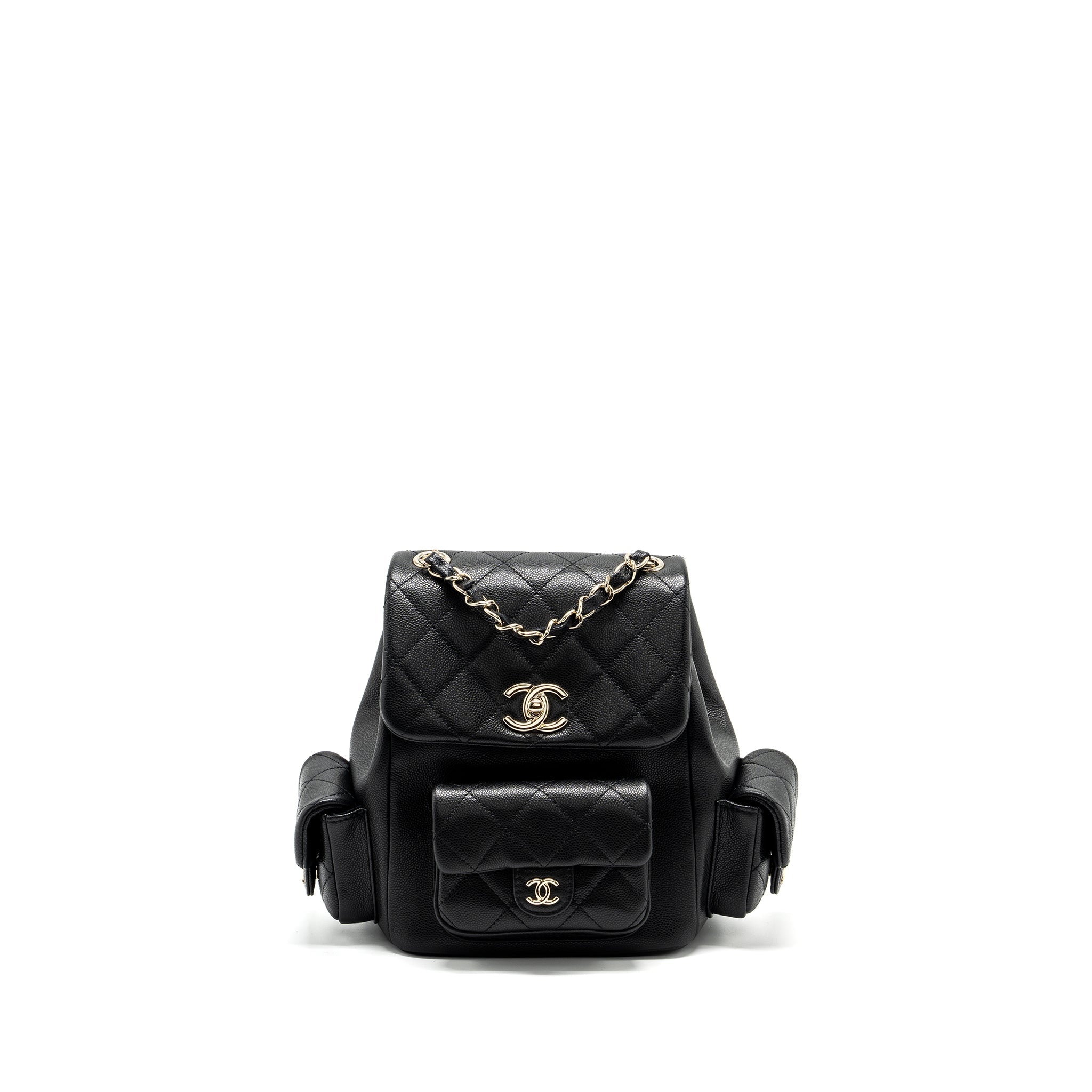 CHANEL TRIPLE POCKET BACKPACK CAVIAR BLACK LGHW (MICROCHIP)