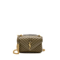 SAINT LAURENT/YSL MEDIUM COLLEGE BAG QUILTED LAMBSKIN ANEMONE GREEN GHW
