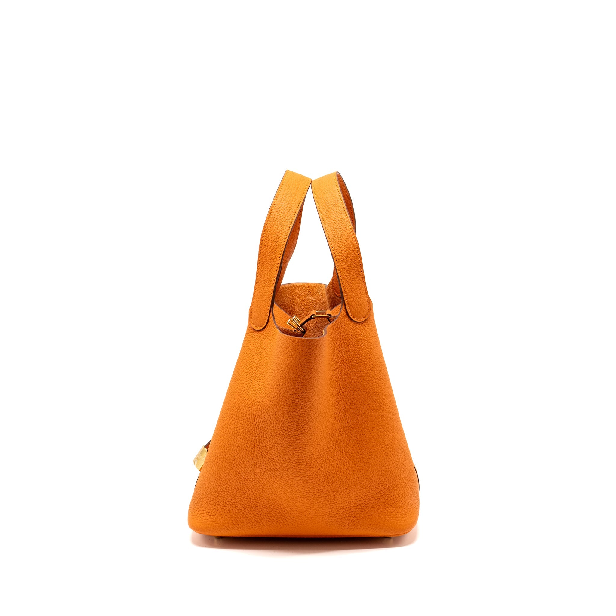 HERMES PICOTIN 22 LOCK BAG CLEMENCE ORANGE GHW