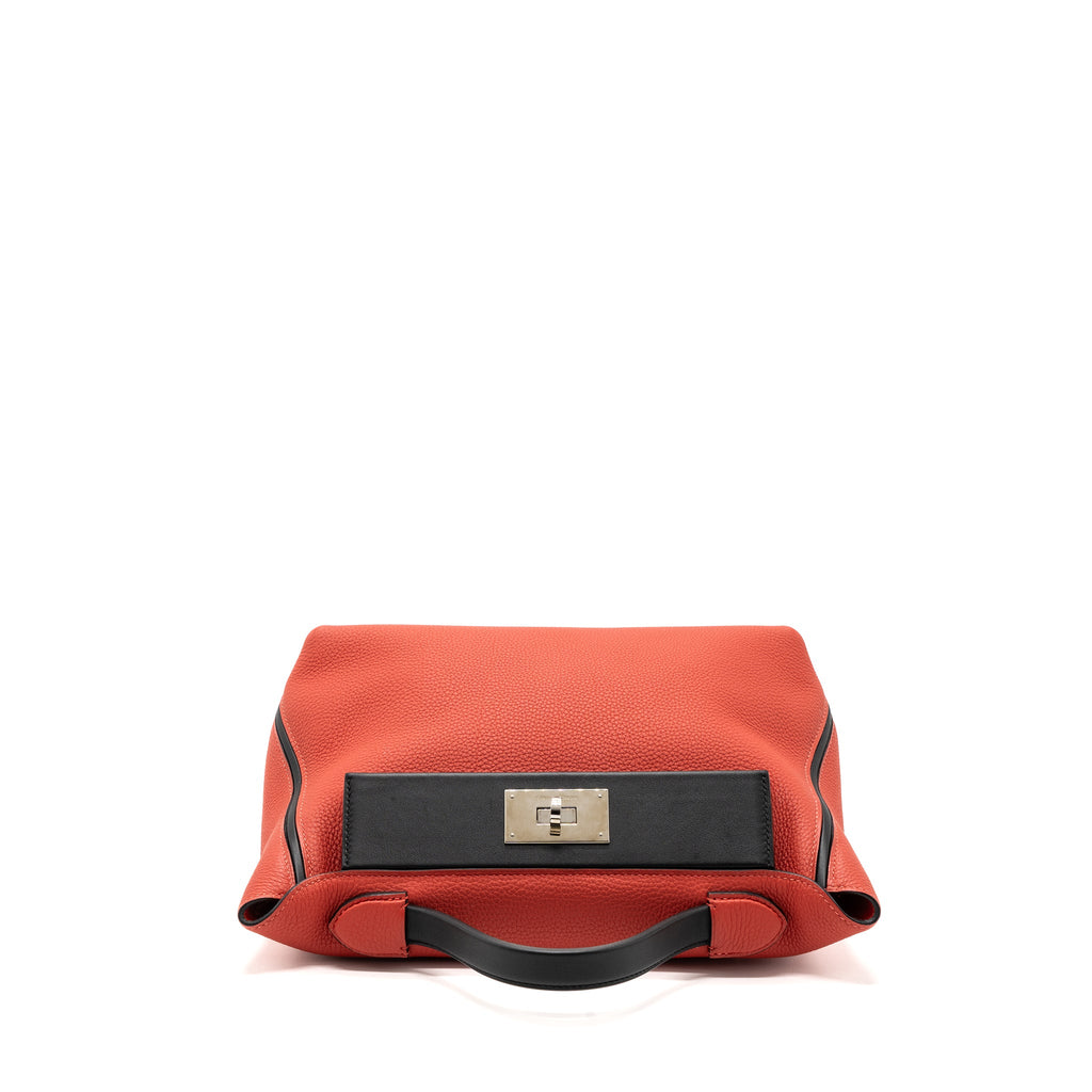 HERMES 24/24-29 BAG CLEMENCE/ SWIFT ROUGE PIVOINE/NOIR SHW