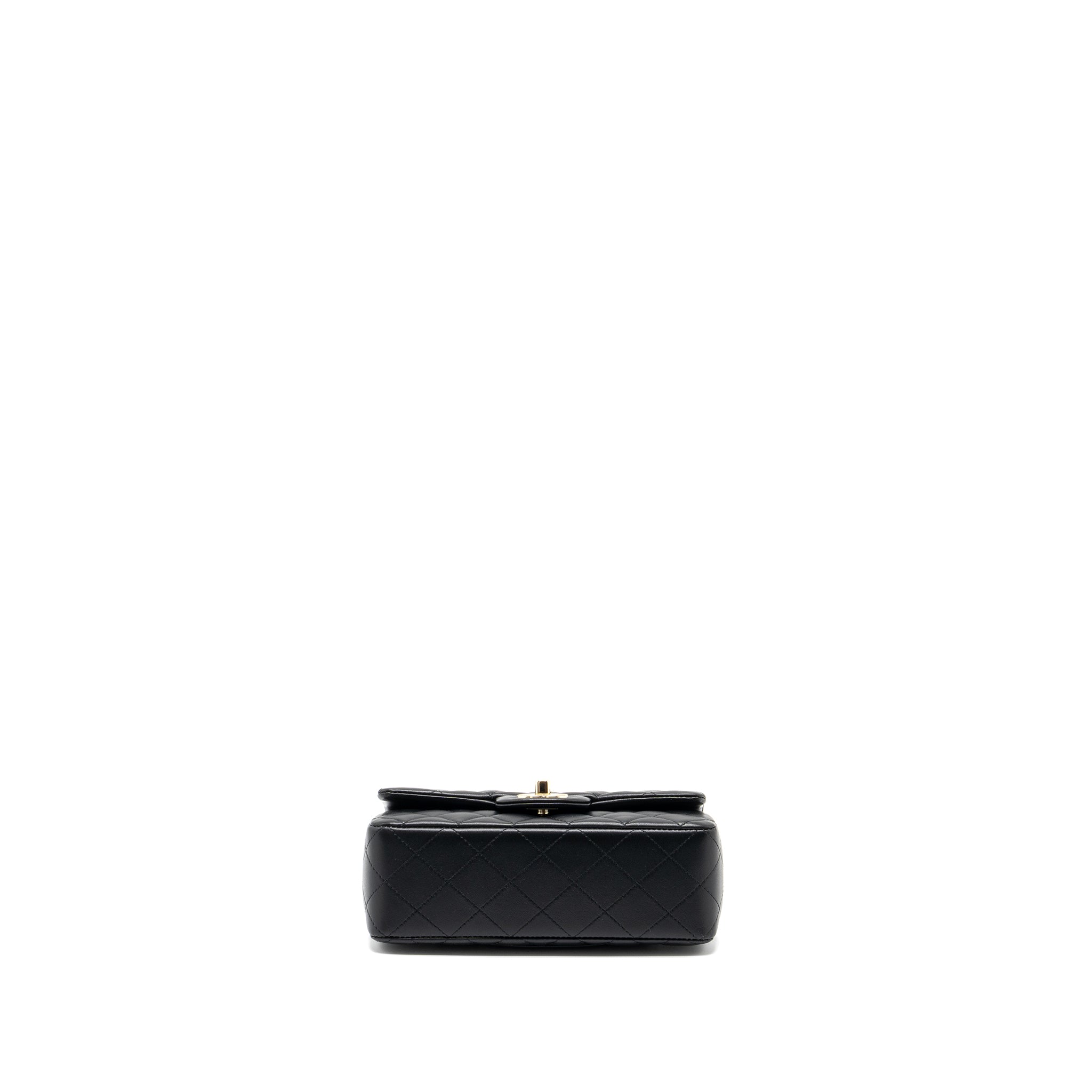 CHANEL TOP HANDLE MINI RECTANGULAR FLAP BAG LAMBSKIN BLACK LGHW (MICROCHIP )