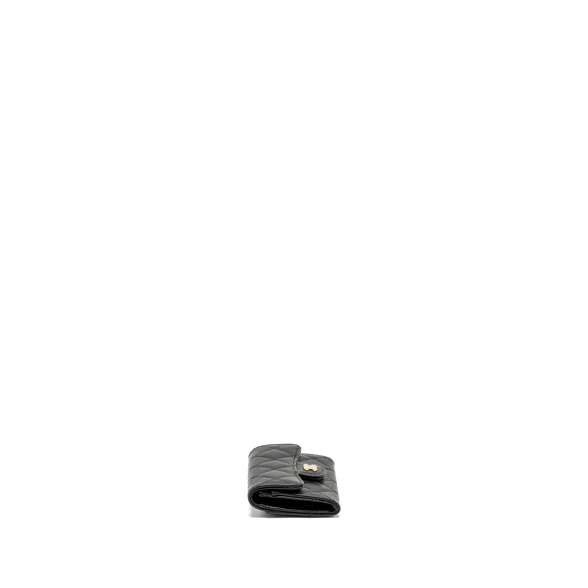 CHANEL CLASSIC FLAP CARD HOLDER CAVIAR BLACK GHW (MICROCHIP)