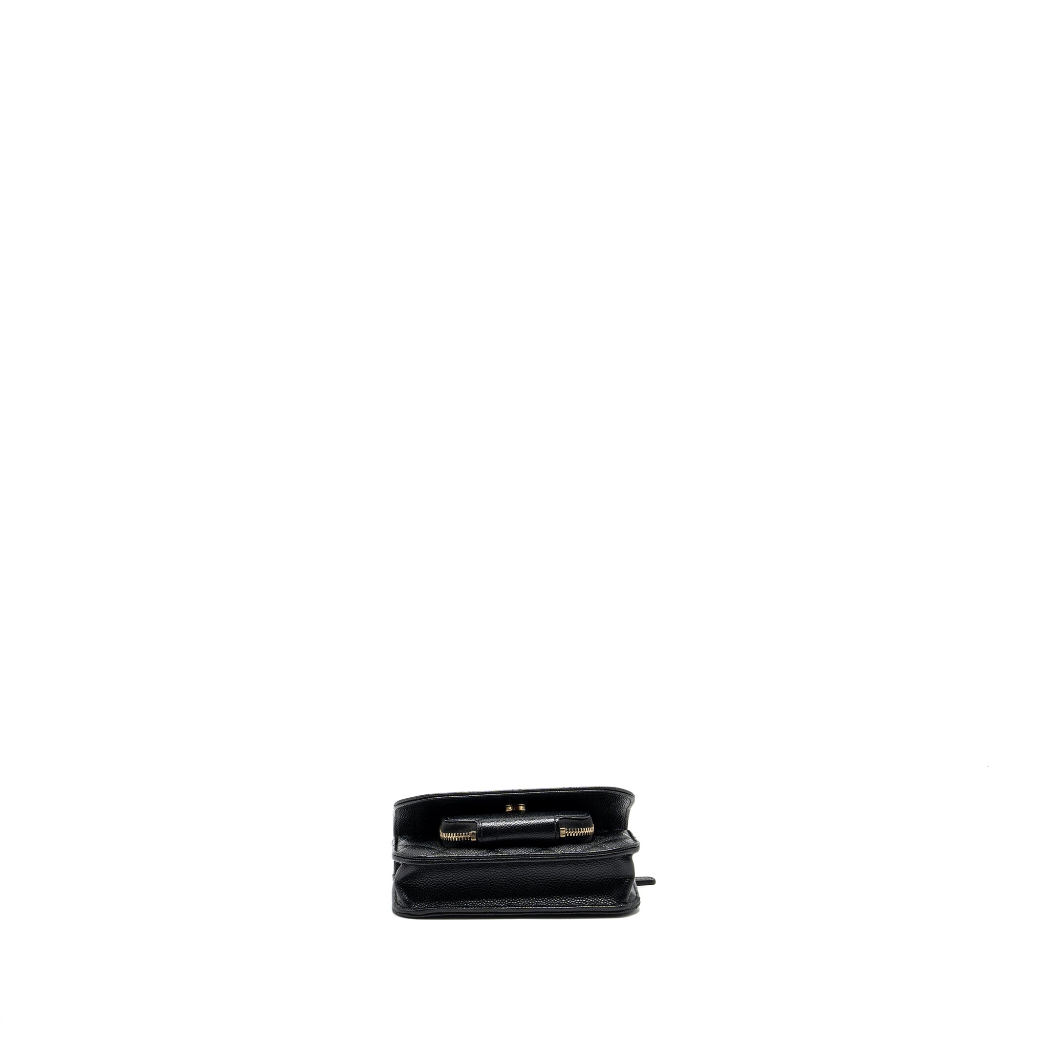 CHANEL MINI BUSINESS AFFINITY FLAP BAG WITH CHAIN CAVIAR BLACK LGHW (MICROCHIP)