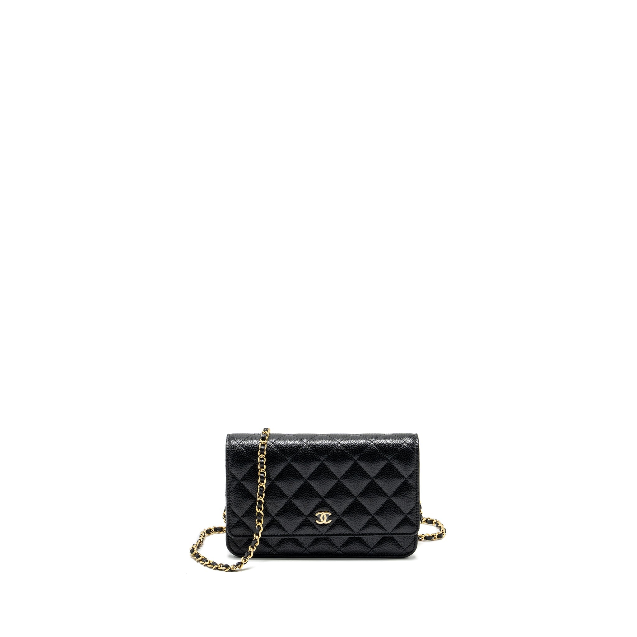 CHANEL CLASSIC WALLET ON CHAIN CAVIAR BLACK GHW (MICROCHIP)
