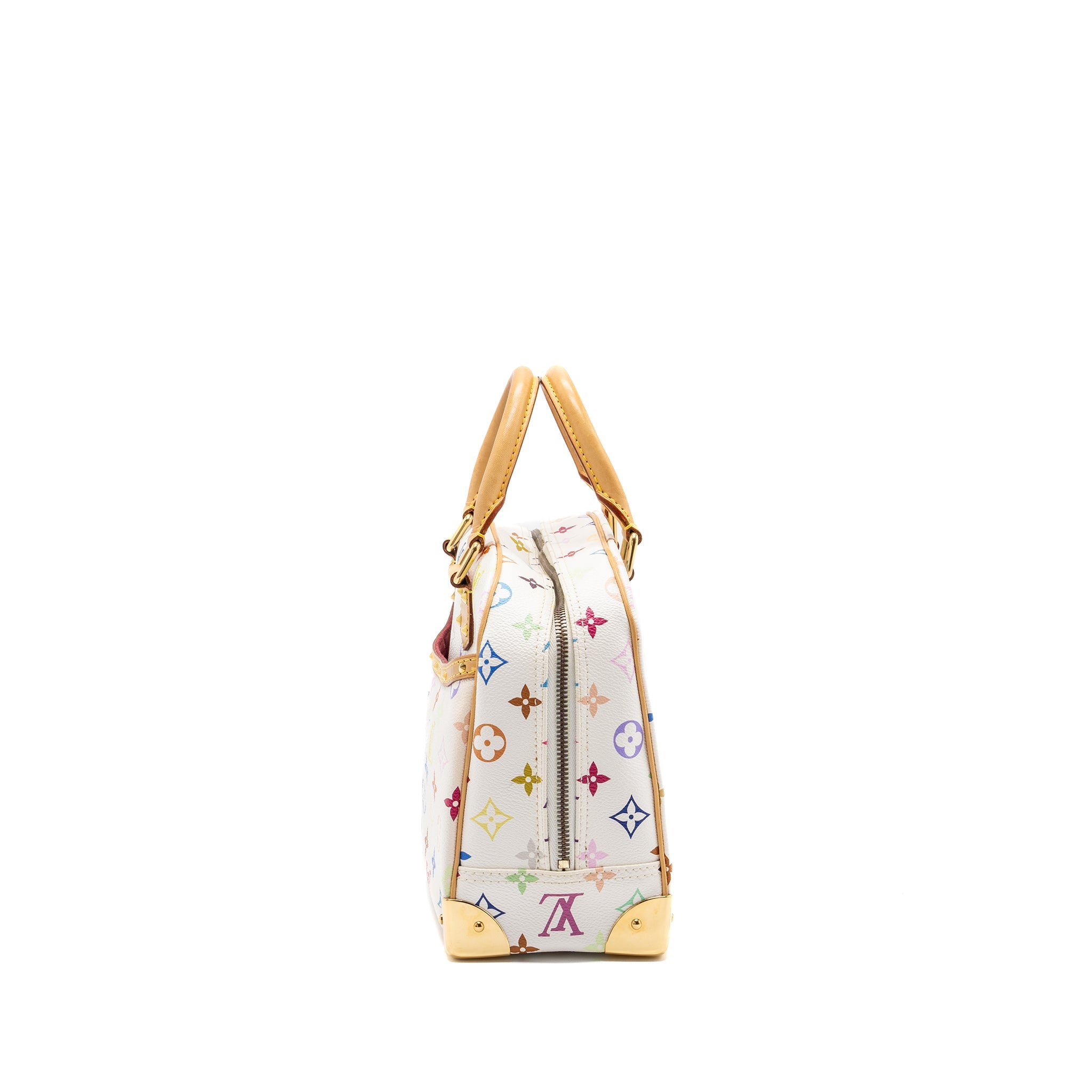 LOUIS VUITTON VINTAGE TOP HANDLE ZIP TOTE BAG WHITE MULTICOLOR MONOGRAM CANVAS GHW