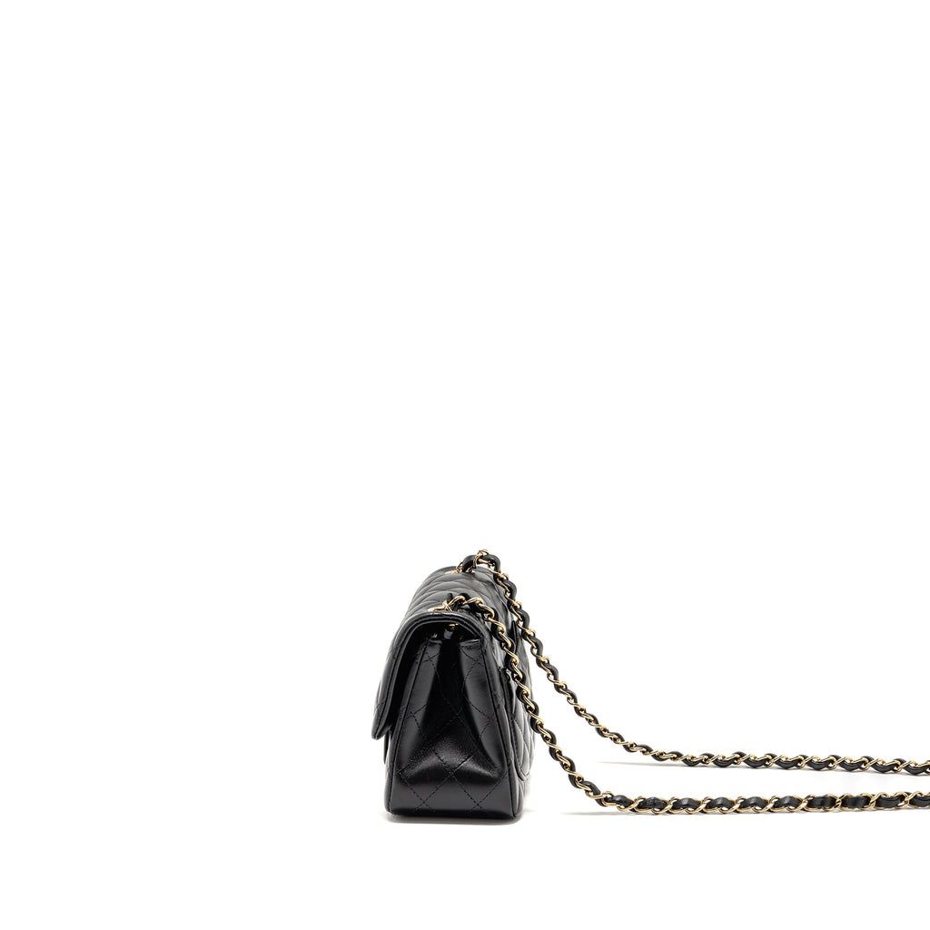 CHANEL MINI SQUARE FLAP BAG LAMBSKIN BLACK LGHW (MICROCHIP)