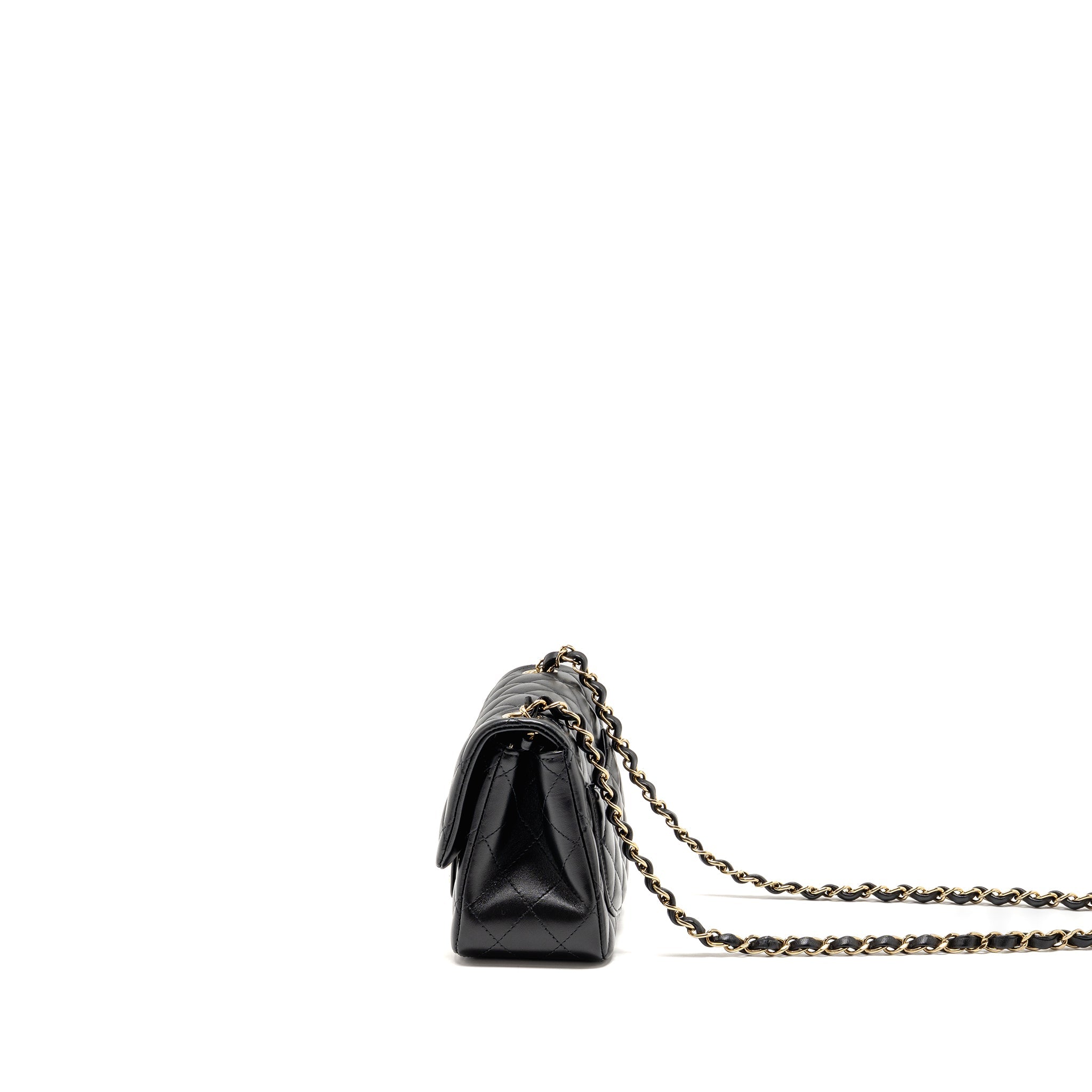 CHANEL MINI SQUARE FLAP BAG LAMBSKIN BLACK LGHW (MICROCHIP)
