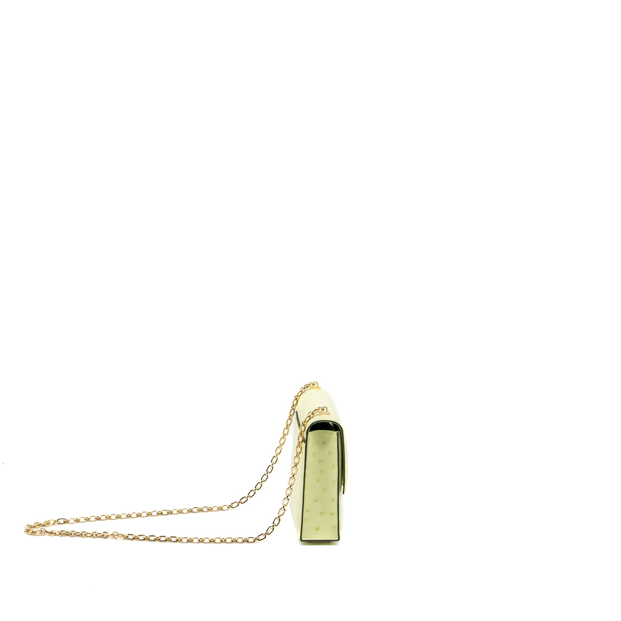 HERMES MINI VERROU OSTRICH R9 JAUNE BOURGEON GHW
