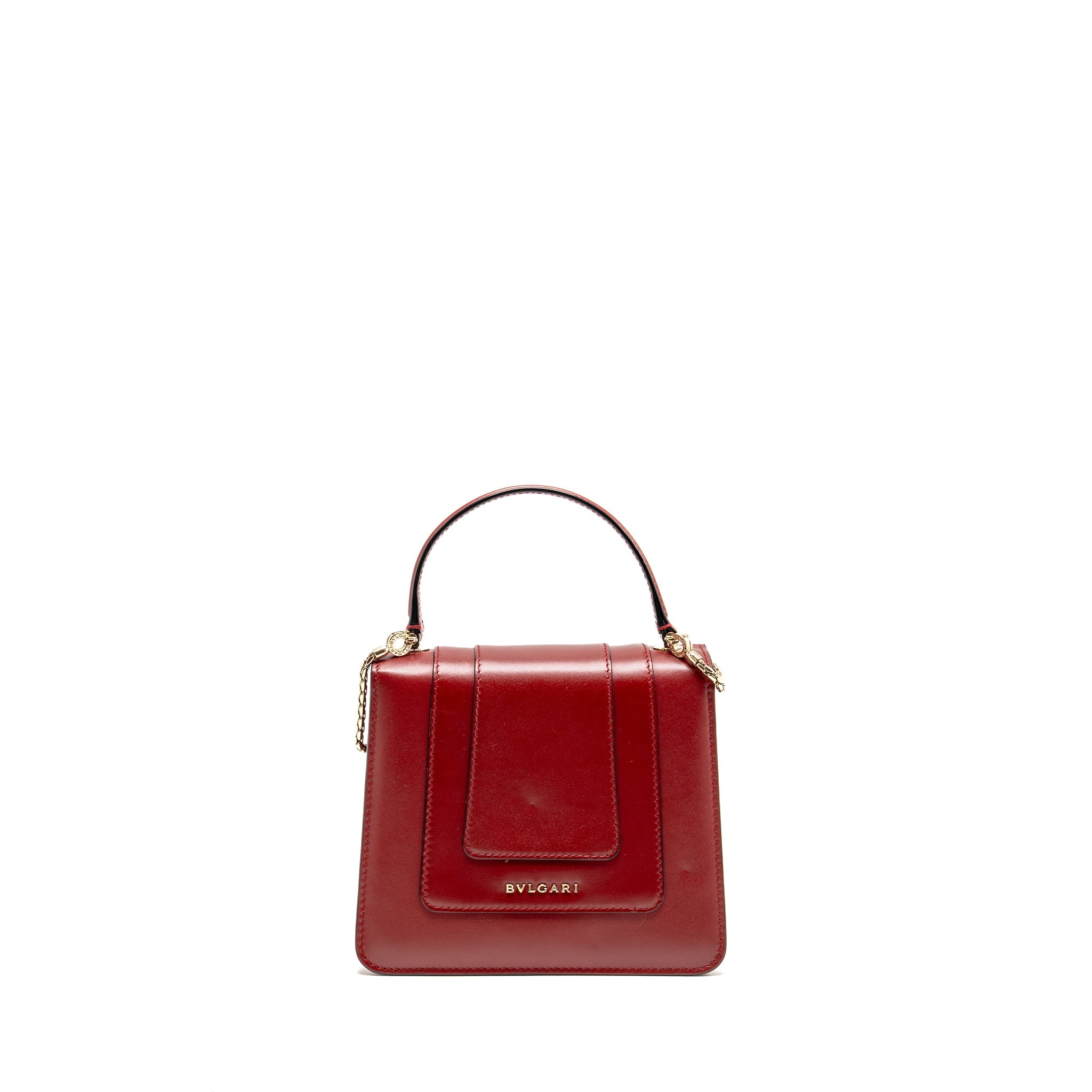 BVLGARI SERPENTI FOREVER TOP HANDLE BAG CALFSKIN RED LGHW