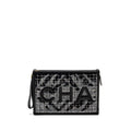 CHANEL LETTER LOGO CLUTCH BAG TWEED PVC/LAMBSKIN BLACK LGHW