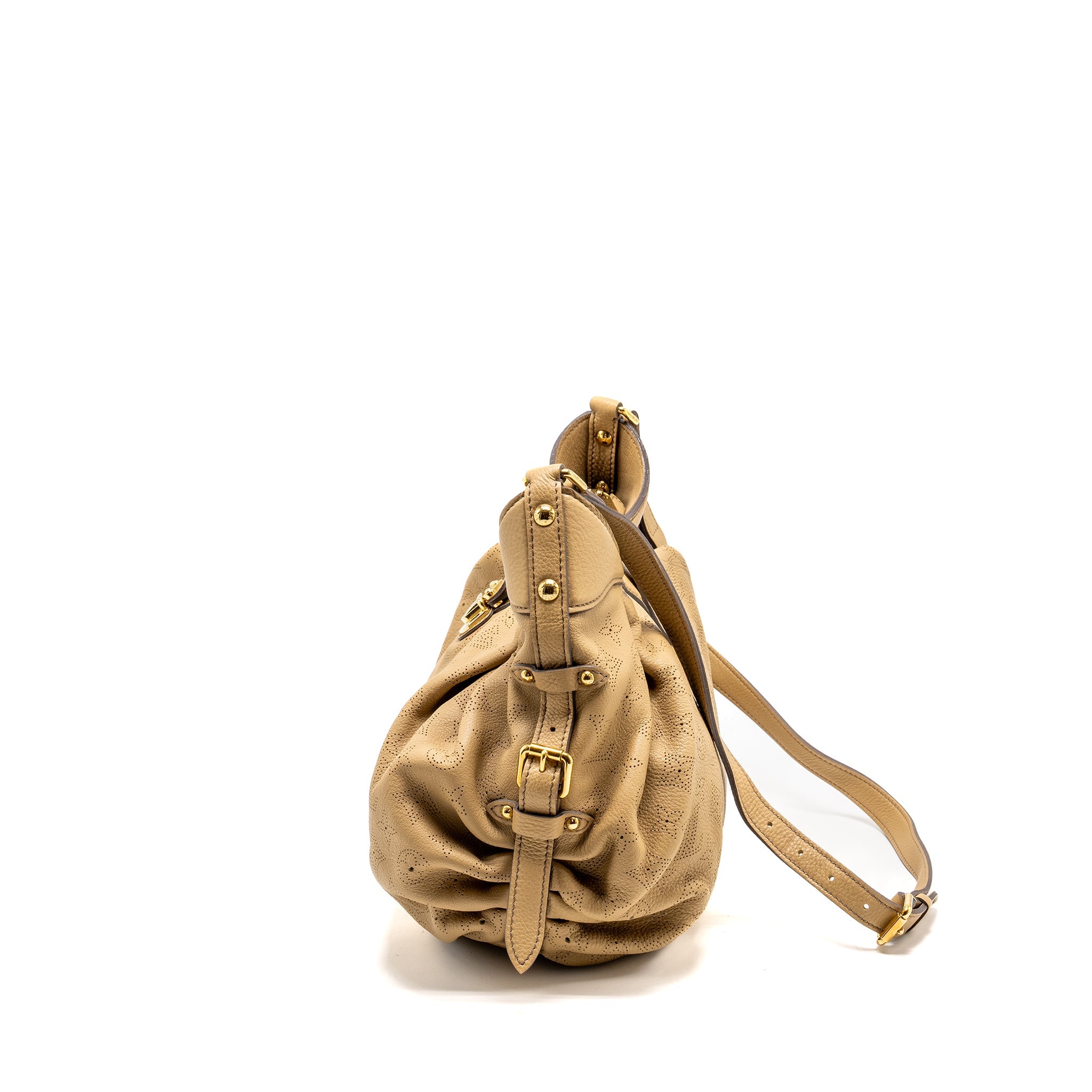 LOUIS VUITTON MAHINA HOBO BAG CALFSKIN BEIGE GHW