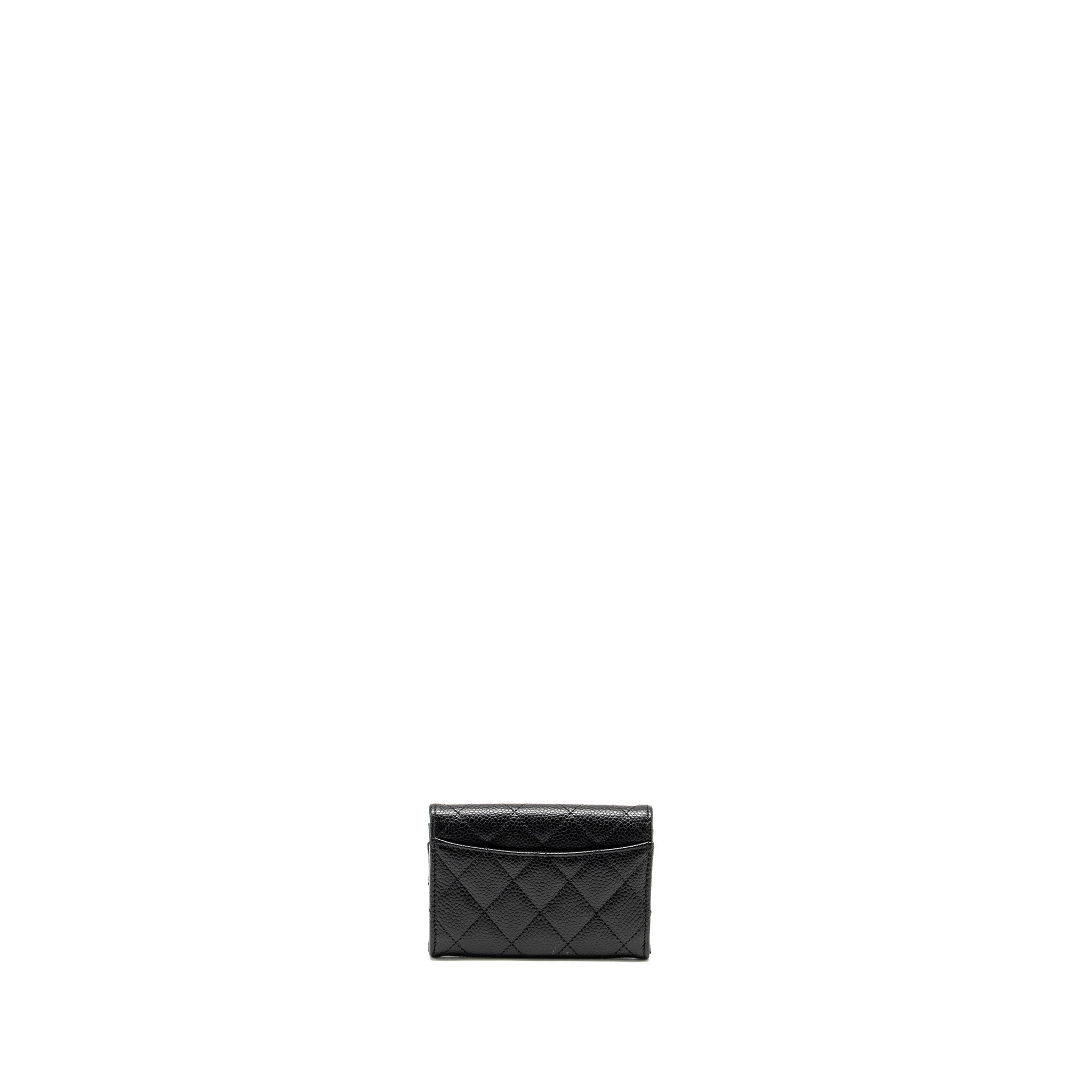 CHANEL CLASSIC FLAP CARD HOLDER CAVIAR BLACK GHW (MICROCHIP)