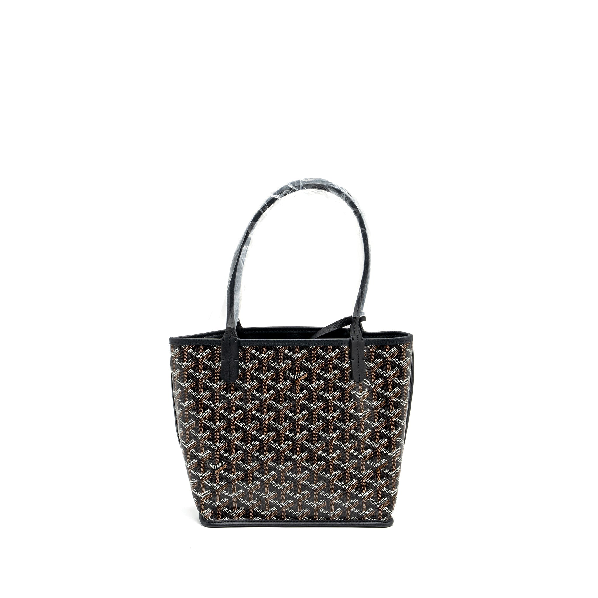 GOYARD MINI ANJOU TOTE BAG GOYARDLINE CANVAS / CALFSKIN BLACK SHW
