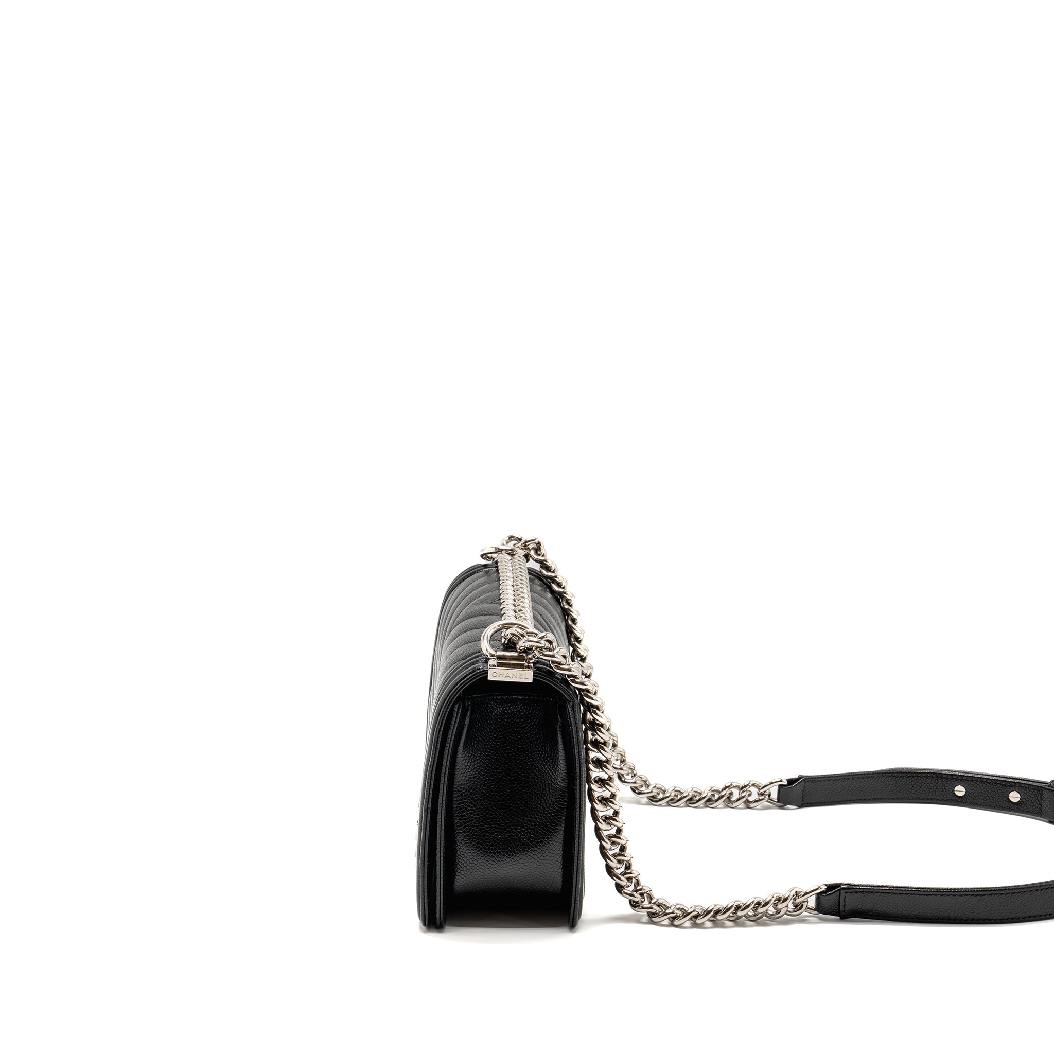 CHANEL CHEVRON MEDIUM BOY BAG CAVIAR BLACK SHW