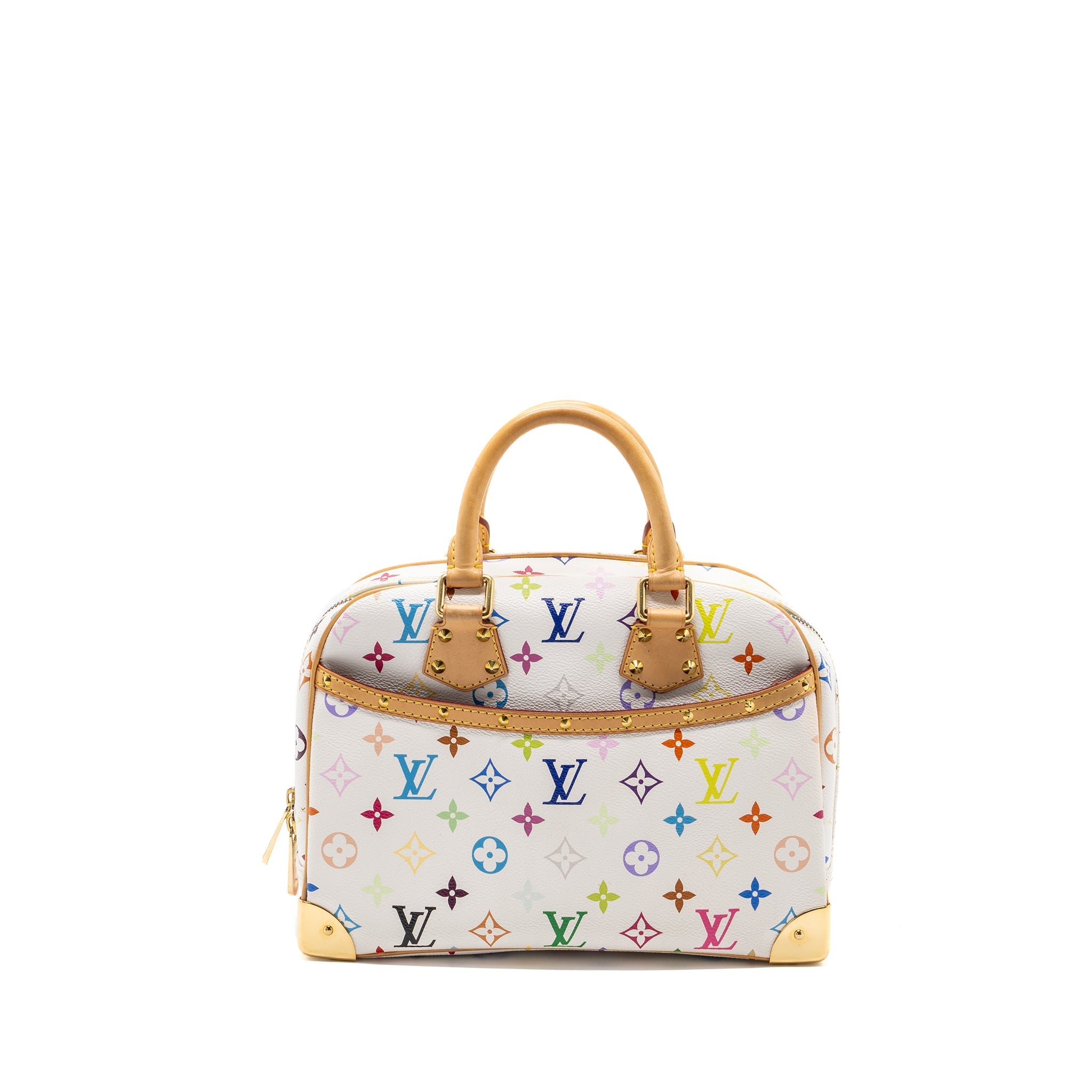 LOUIS VUITTON VINTAGE TOP HANDLE ZIP TOTE BAG WHITE MULTICOLOR MONOGRAM CANVAS GHW