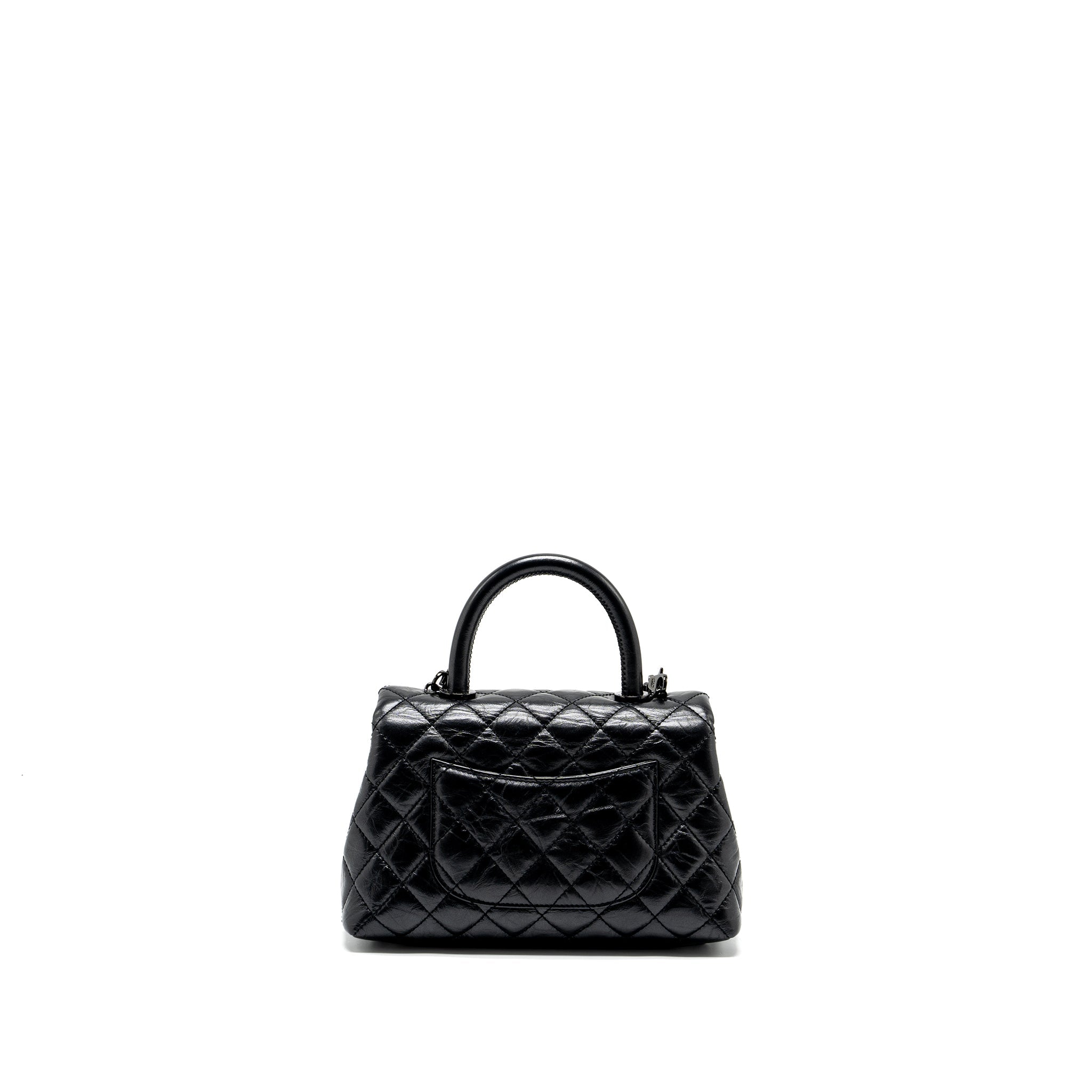 CHANEL SMALL COCO HANDLE AGED CALFSKIN BLACK WITH BLACK HARDWARE