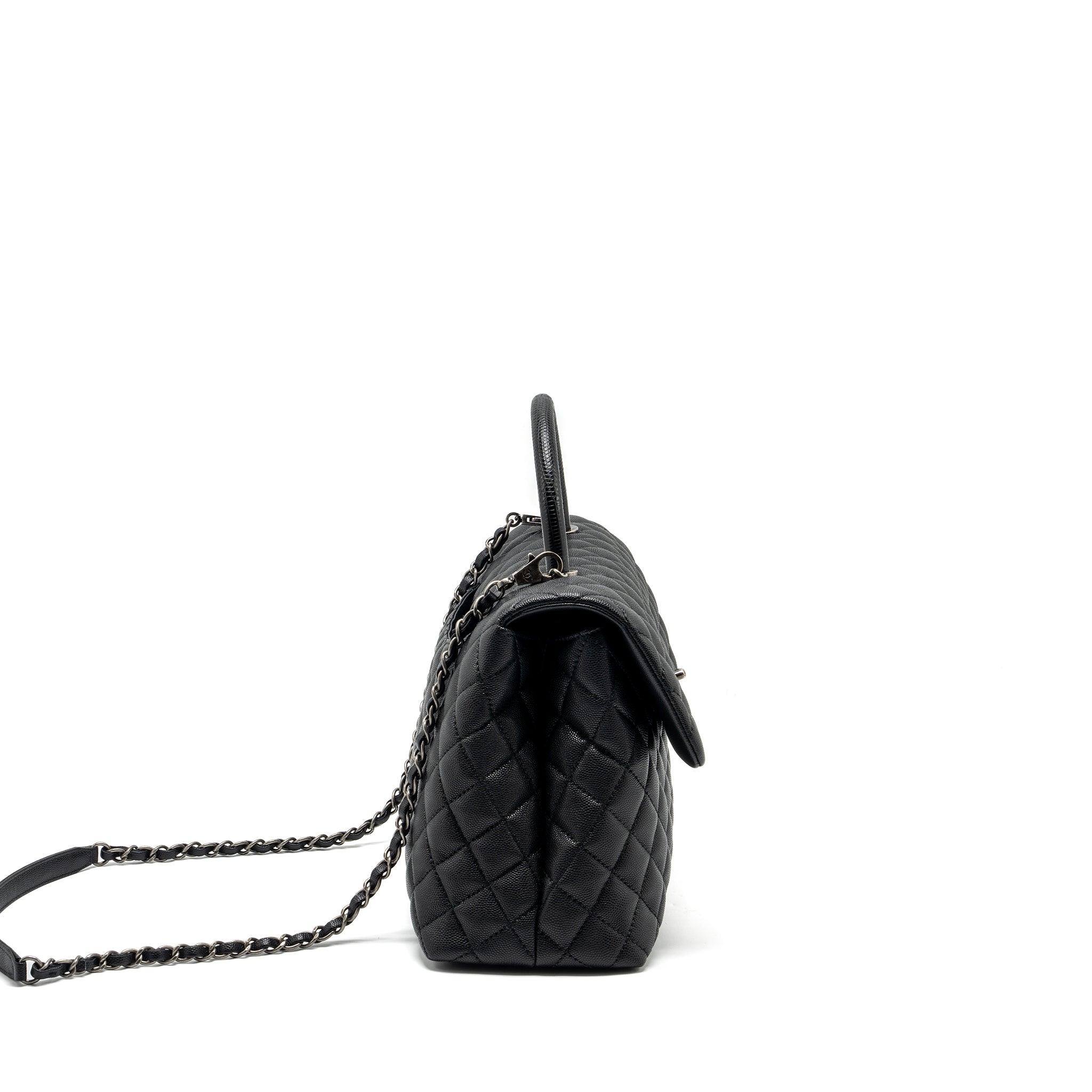 CHANEL LARGE COCO HANDLE CAVIAR BLACK RUTHENIUM HARDWARE
