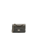 CHANEL SMALL CLASSIC DOUBLE FLAP BAG CHEVRON CAVIAR DARK GREY LGHW