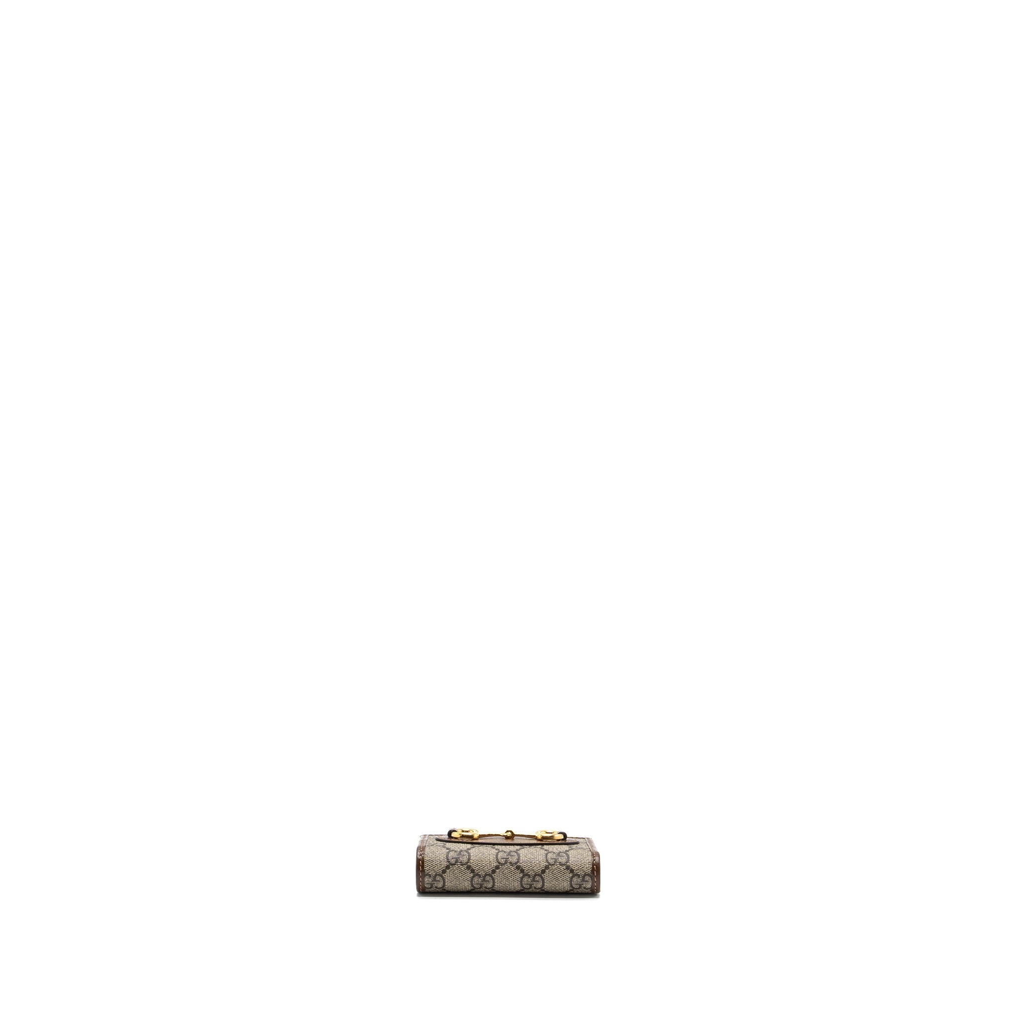 GUCCI HORSEBIT 1955 CARD CASE WALLET GG SUPREME CANVAS/ CALFSKIN BROWN GHW