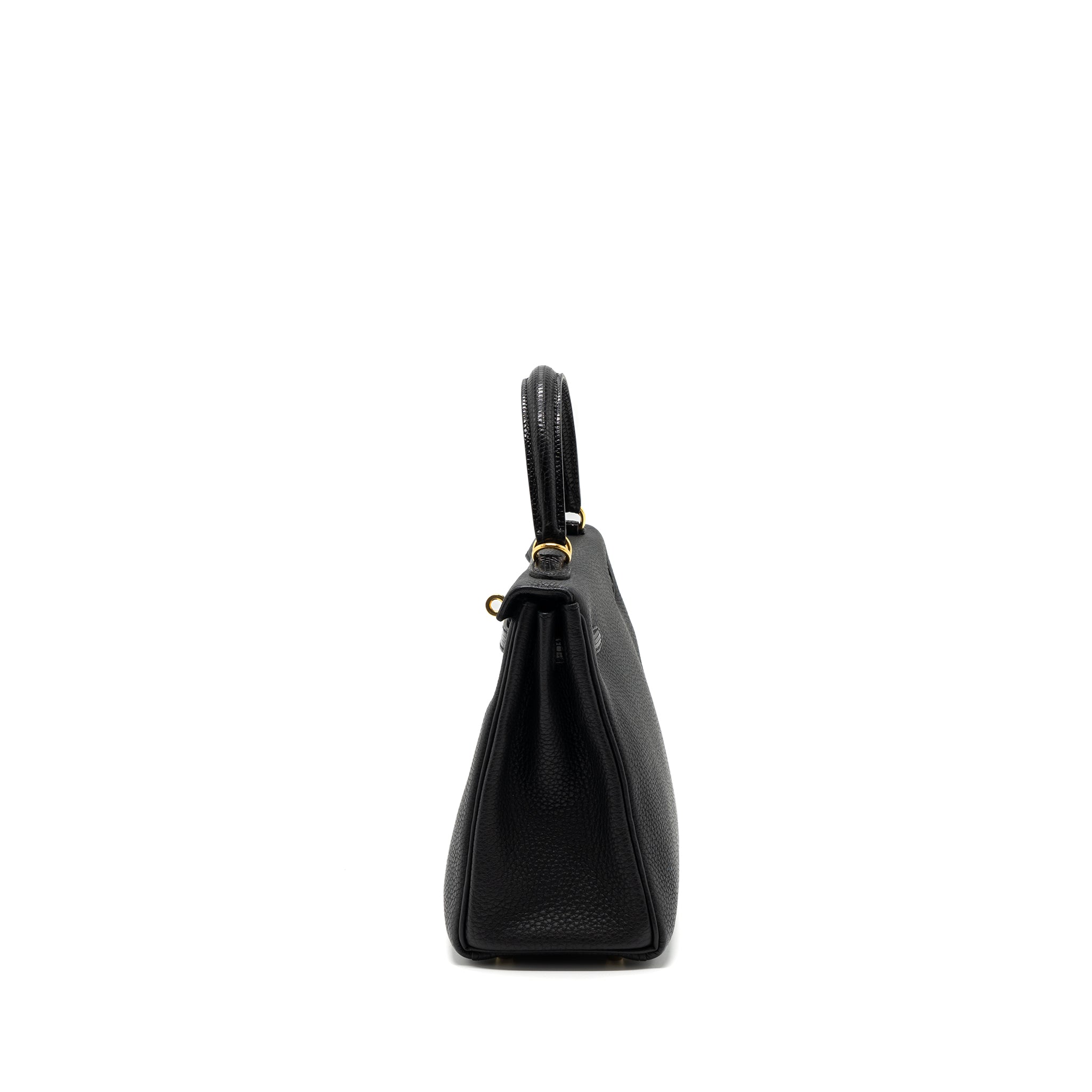 HERMES TOUCH KELLY 25 TOGO / LIZARD BLACK GHW