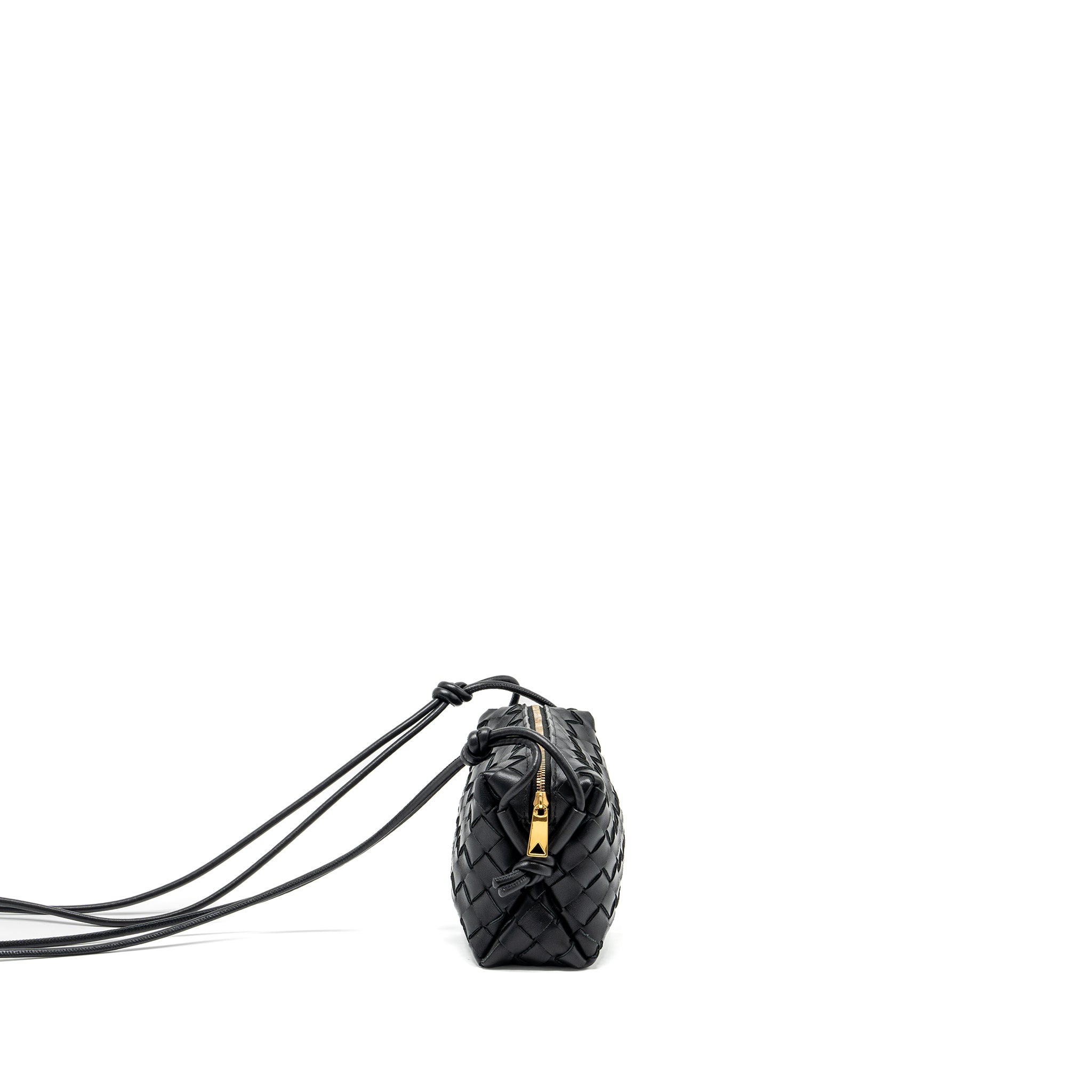 BOTTEGA VENETA MINI LOOP CAMERA BAG LAMBSKIN BLACK GHW