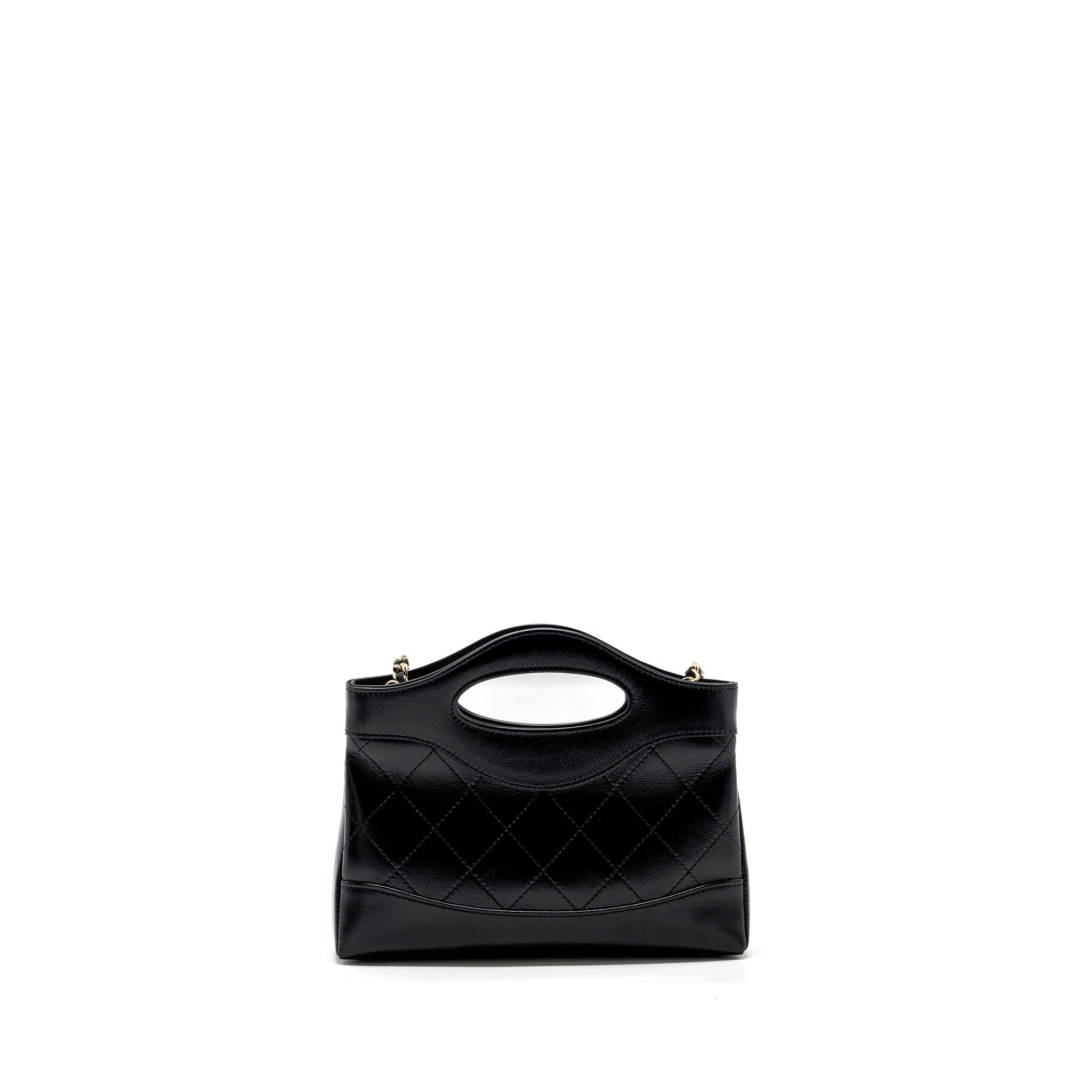 CHANEL 24C MINI 31 CLUTCH WITH CHAIN SHINY CALFSKIN BLACK LGHW (MICROCHIP)