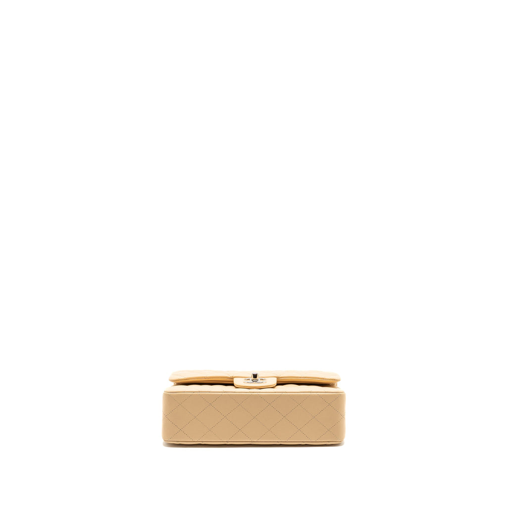 CHANEL SMALL CLASSIC DOUBLE FLAP BAG LAMBSKIN BEIGE SHW (MICROCHIP)