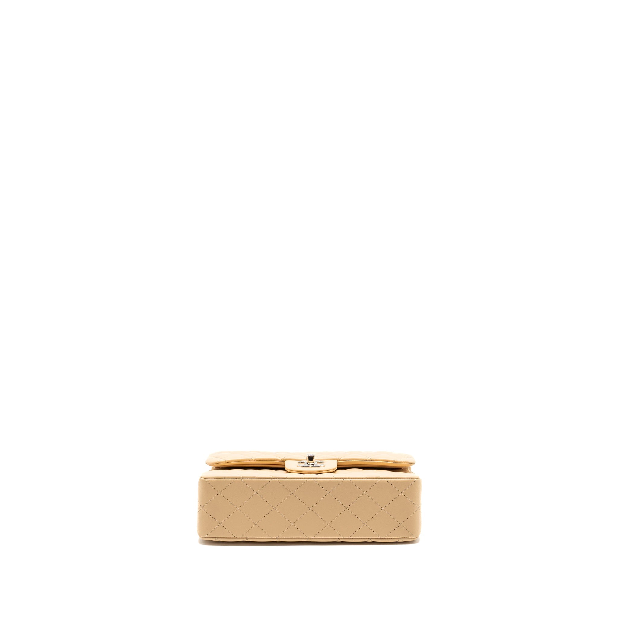CHANEL SMALL CLASSIC DOUBLE FLAP BAG LAMBSKIN BEIGE SHW (MICROCHIP)