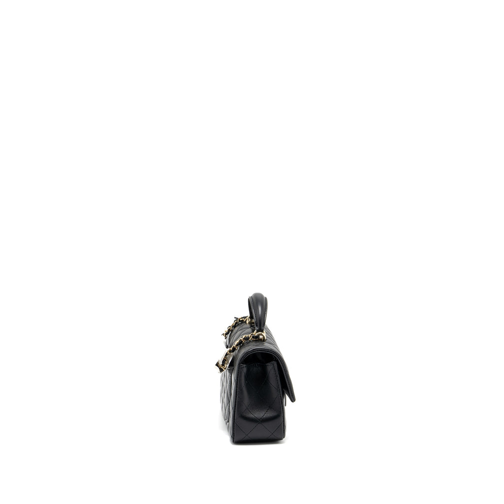 CHANEL TOP HANDLE MINI RECTANGULAR FLAP BAG LAMBSKIN BLACK LGHW (MICROCHIP )
