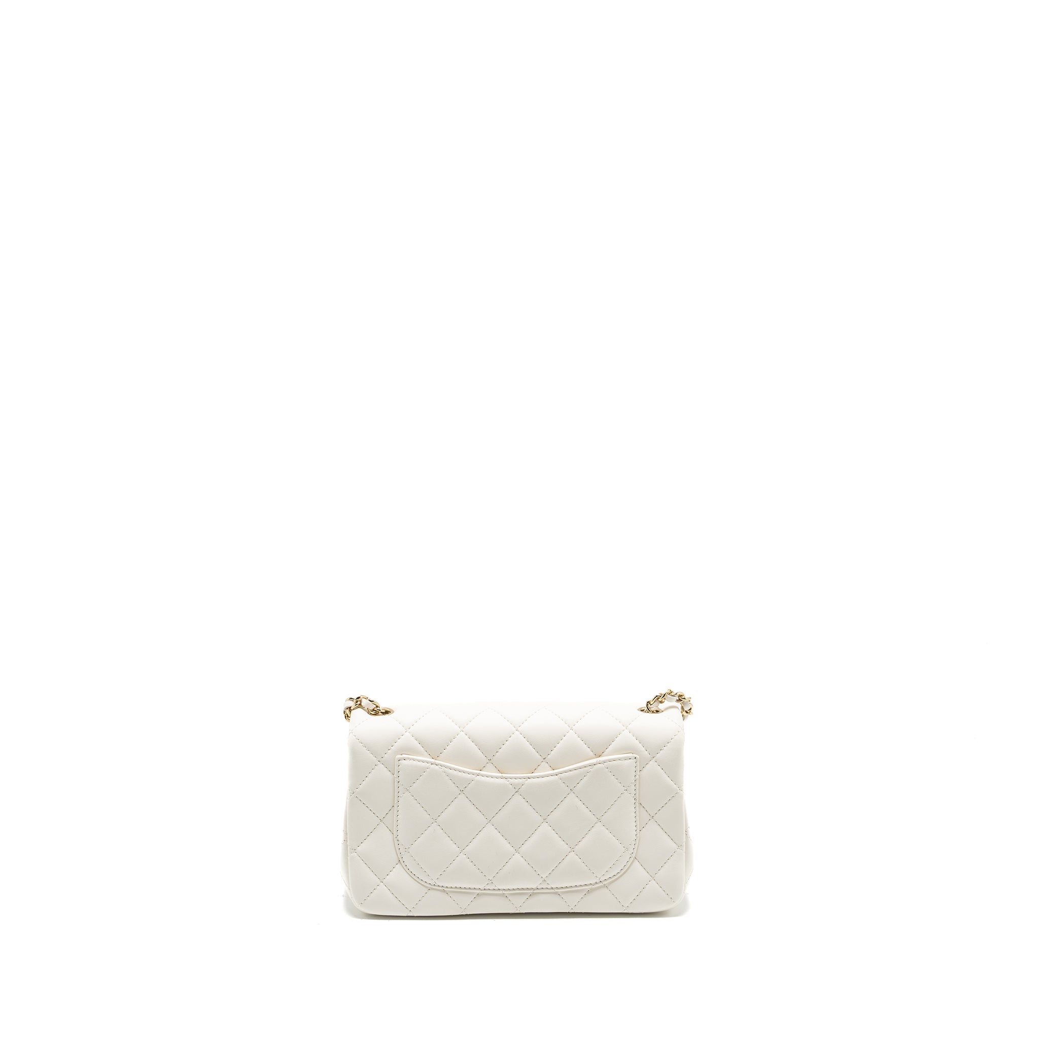 CHANEL 23C PEARL CRUSH MINI RECTANGULAR FLAP BAG LAMBSKIN WHITE LGHW (MICROCHIP)
