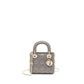 DIOR MINI LADY DIOR LAMBSKIN GREY LGHW