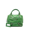 BALENCIAGA ZIP HANDLE BAG GREEN LEATHER SHW