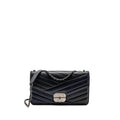 CHANEL ENVELOP METAL PLATE FLAP BAG CHEVRON CALFSKIN BLACK/NAVY RUTHENIUM SILVER HARDWARE