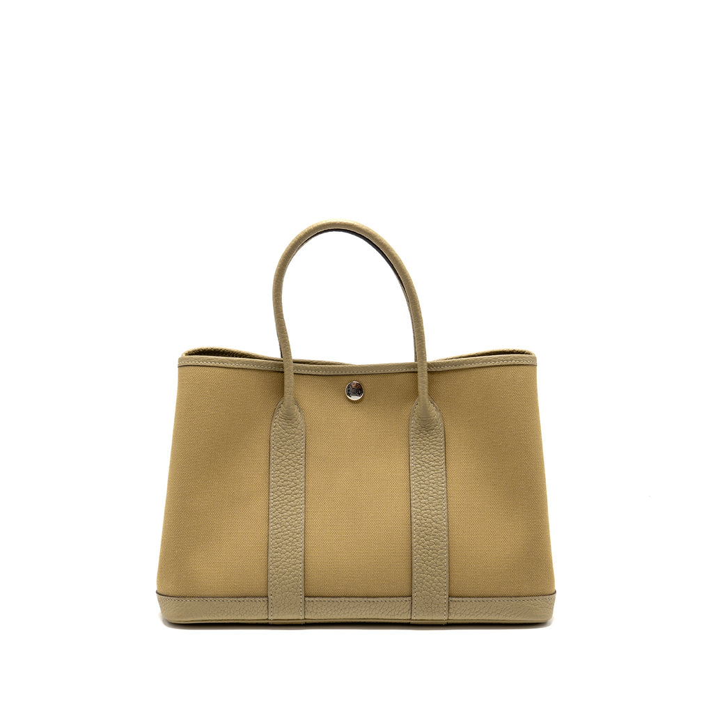 HERMES GARDEN PARTY 30 CANVAS/NEGONDA LEATHER TRENCH SHW