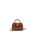 CHANEL 24A SMALL TOP HANDLE DOCTOR BAG QUILTED SHINY LAMBSKIN CARAMEL GHW (MICROCHIP)