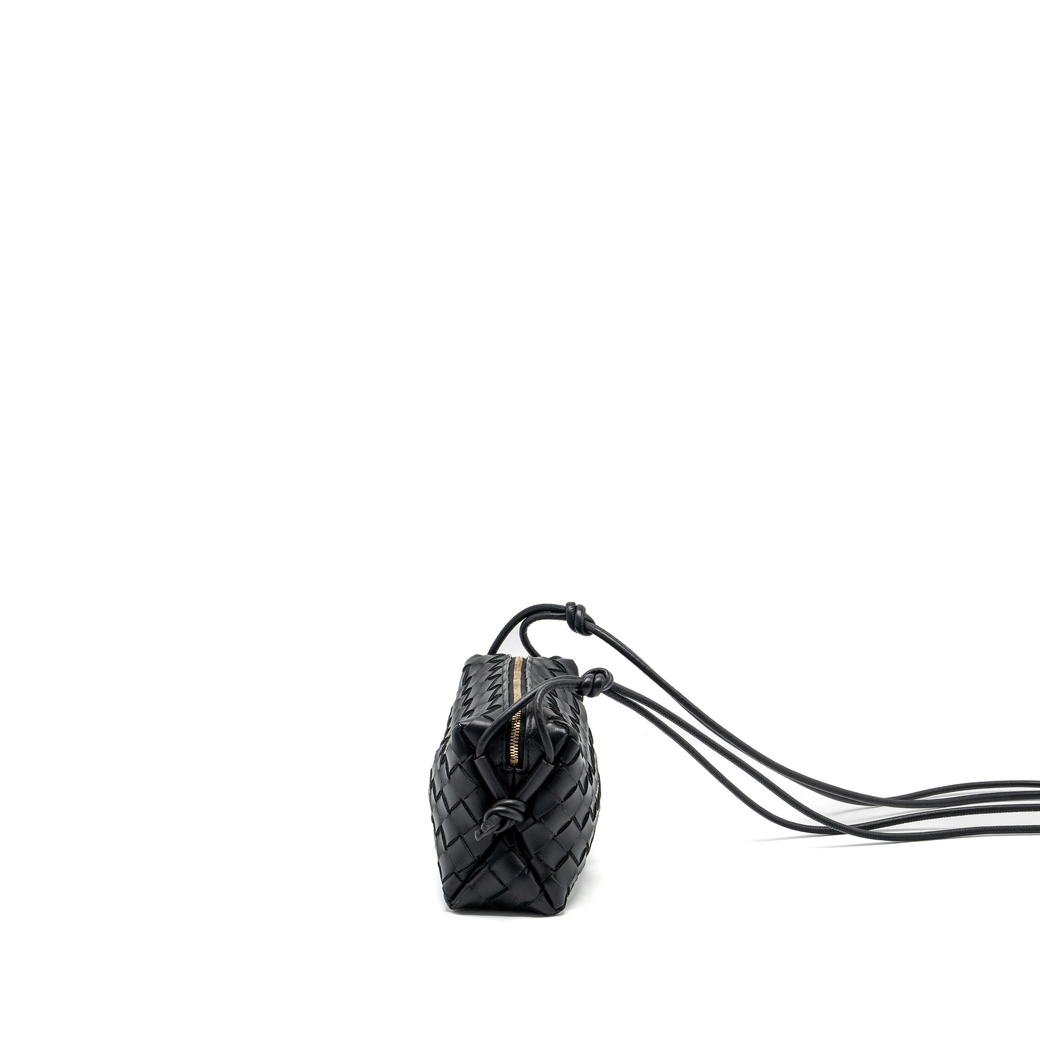 BOTTEGA VENETA MINI LOOP CAMERA BAG LAMBSKIN BLACK GHW