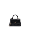 CHANEL SMALL COCO HANDLE CHEVRON CAVIAR BLACK LGHW