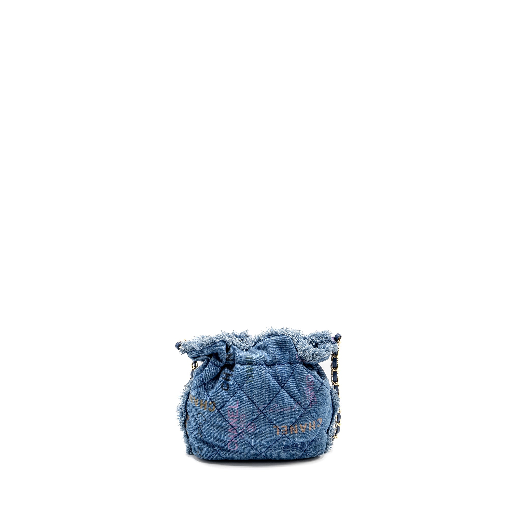 CHANEL SMALL BUCKET BAG DENIM BLUE LGHW (MICROCHIP)