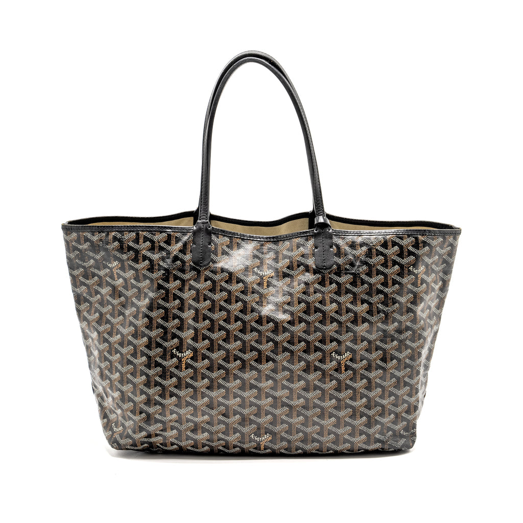 GOYARD SAINT LOUIS PM TOTE BAG GOYARDINE CANVAS / CALFSKIN BLACK SHW