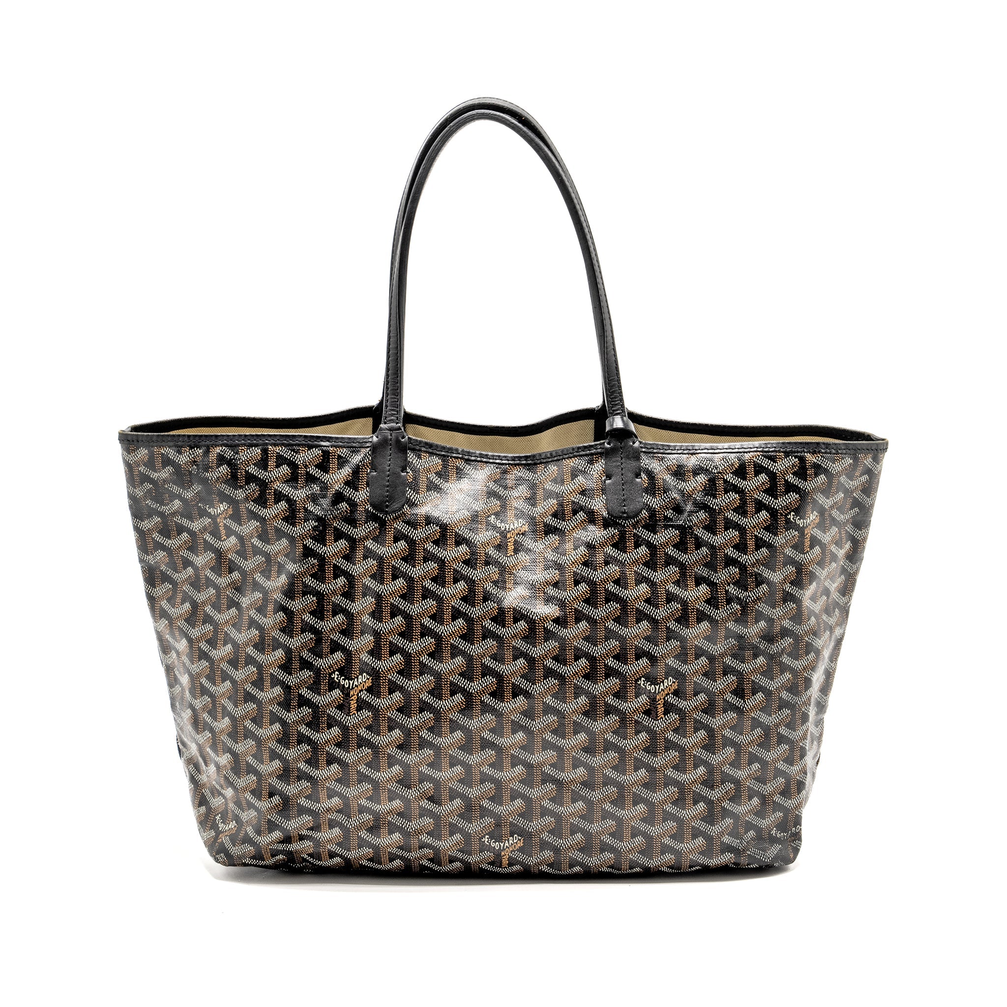 GOYARD SAINT LOUIS PM TOTE BAG GOYARDINE CANVAS / CALFSKIN BLACK SHW