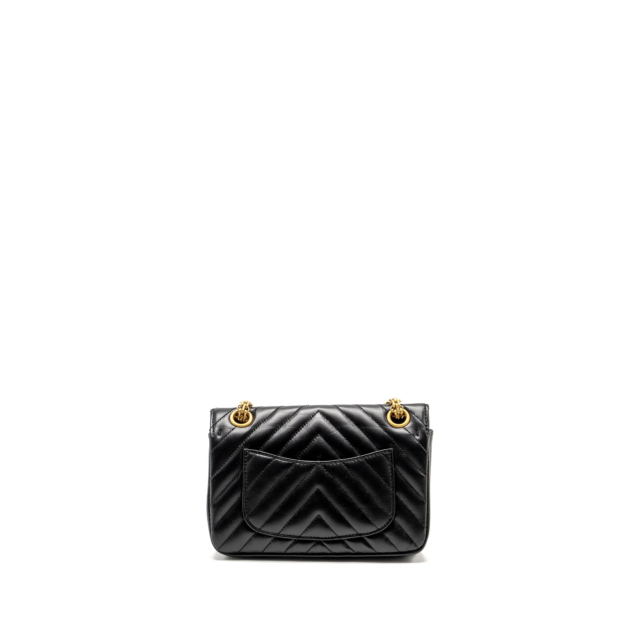 CHANEL MINI 2.55 REISSUE CHEVRON CALFSKIN BLACK GHW (MICROCHIP)