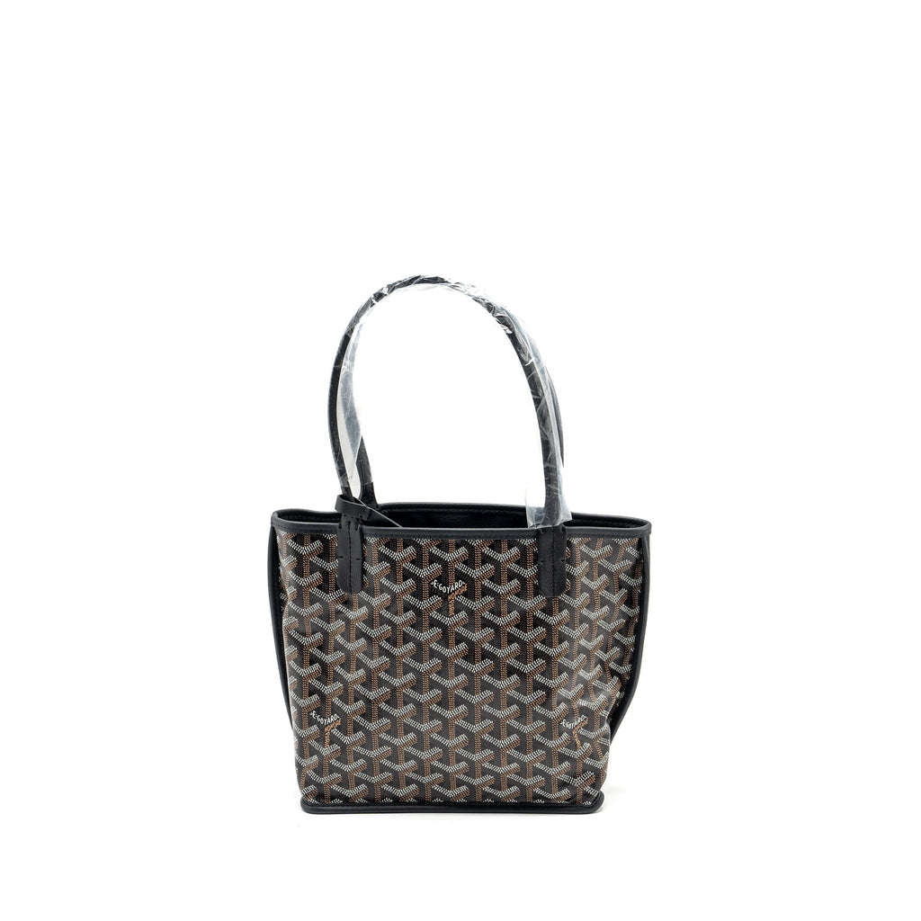 GOYARD MINI ANJOU TOTE BAG GOYARDLINE CANVAS / CALFSKIN BLACK SHW