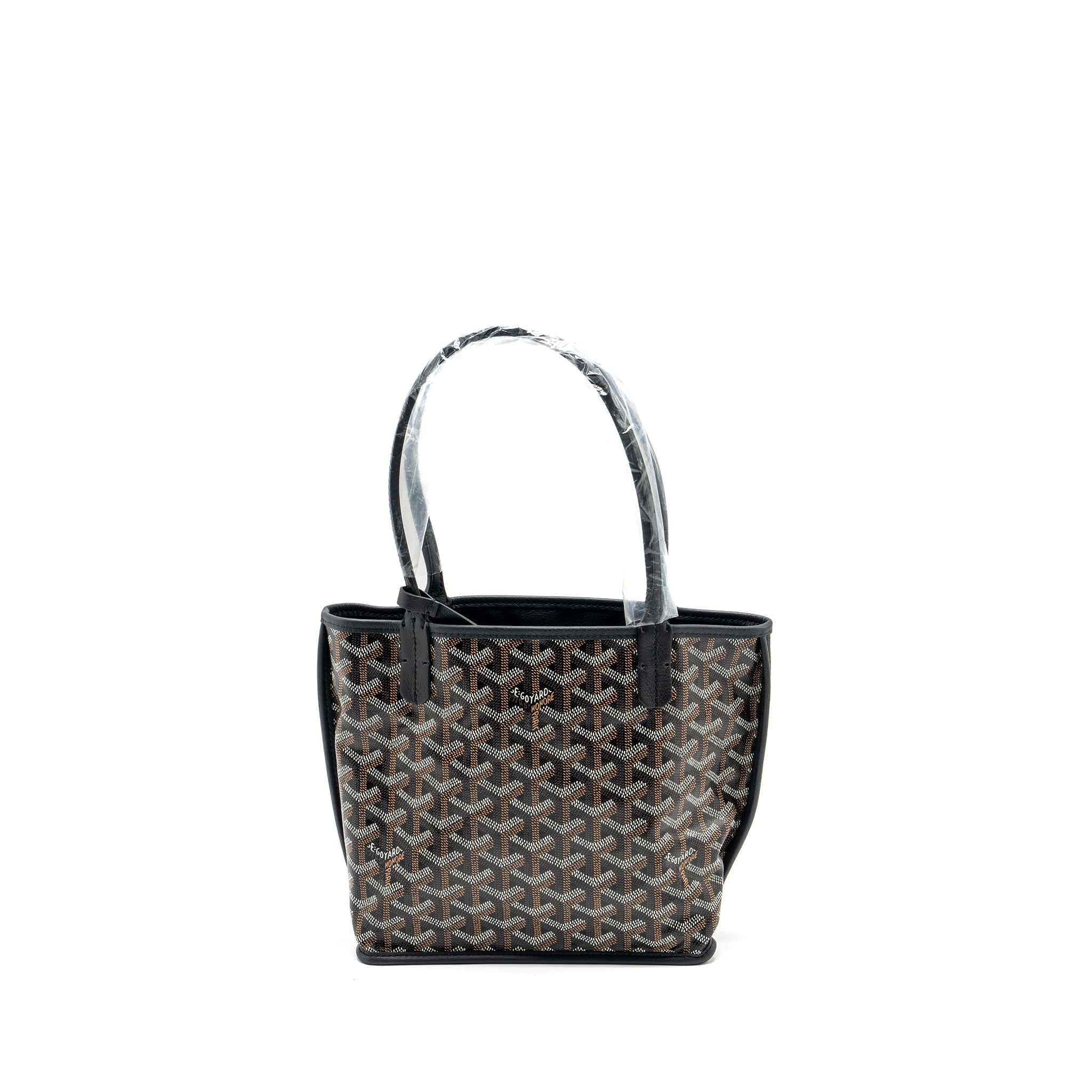 GOYARD MINI ANJOU TOTE BAG GOYARDLINE CANVAS / CALFSKIN BLACK SHW