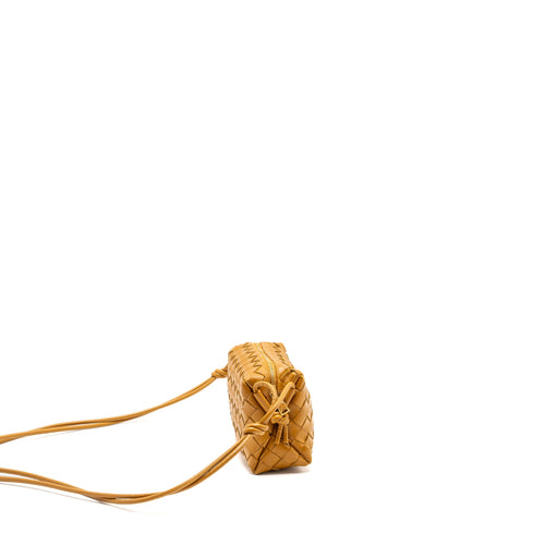 BOTTEGA VENETA MINI LOOP CAMERA BAG LAMBSKIN CARAMEL GHW