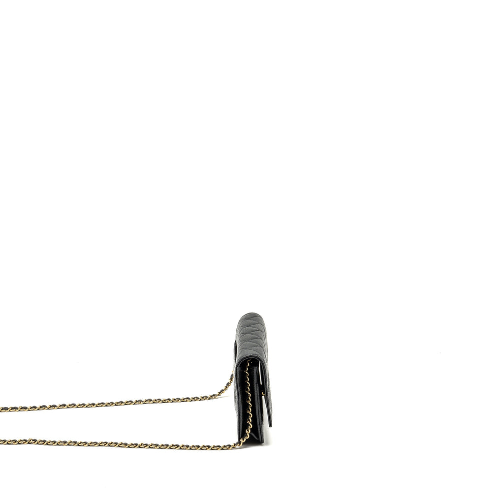 CHANEL CLASSIC WALLET ON CHAIN CAVIAR BLACK GHW (MICROCHIP)