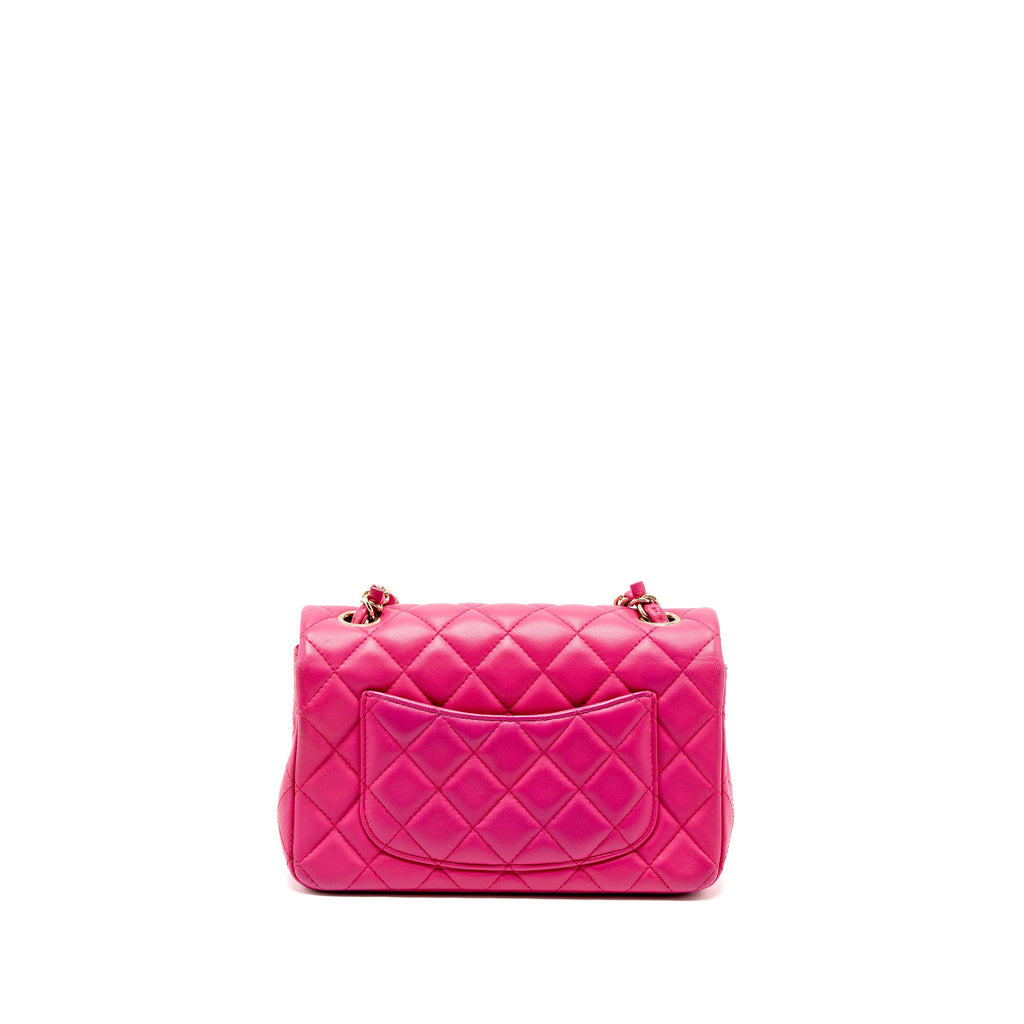 CHANEL MINI RECTANGULAR FLAP BAG LAMBSKIN PINK LGHW